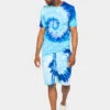 Pastel Contrast Swirl Tie Dye Cotton Shirt Shorts Set -Victorious 0000 JS58 TS7418 BLU 1