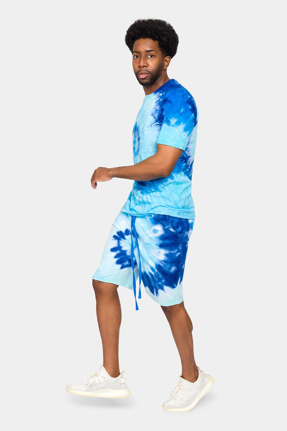 Pastel Contrast Swirl Tie Dye Cotton Shirt Shorts Set 4 Pastel Contrast Swirl Tie Dye Cotton Shirt Shorts Set - Image 2