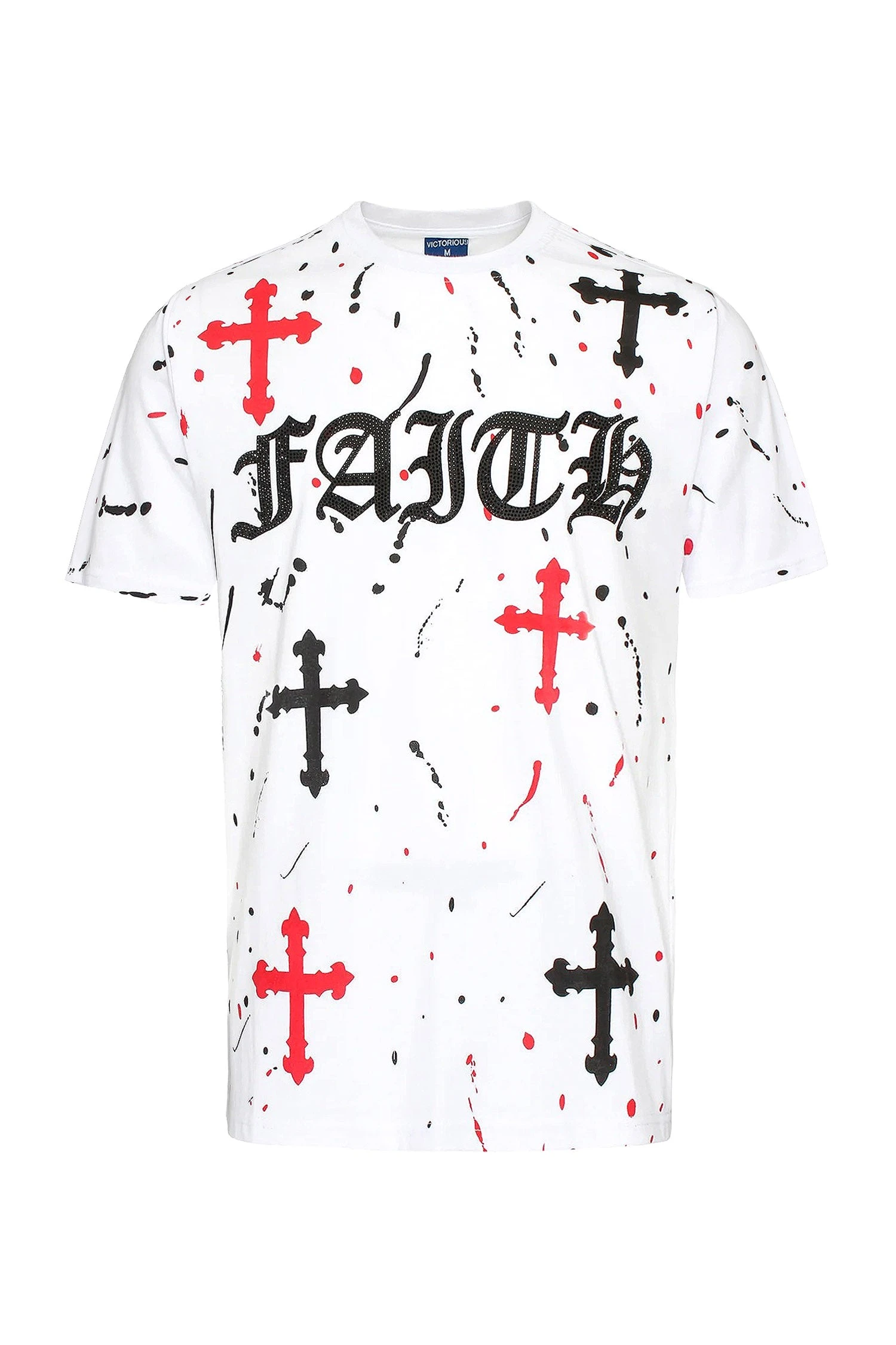 Men's Paint Splatter Faith Rhinestone Graphic T-Shirt 3 Men's Paint Splatter Faith Rhinestone Graphic T-Shirt