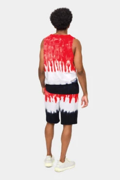Colorblock Tie Dye Cotton Tank Top Shorts Set -Victorious 0002 JS56 TT86 RDB 3