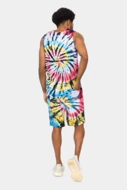 Swirl Tie Dye Cotton Tank Top Shorts Set -Victorious 0002 JS57 TT87 MTI 3