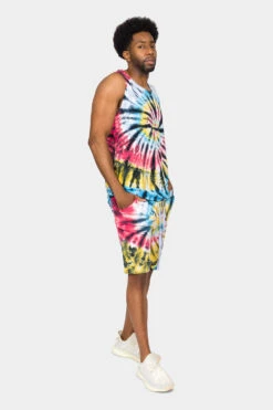Swirl Tie Dye Cotton Tank Top Shorts Set -Victorious 0003 JS57 TT87 MTI 4