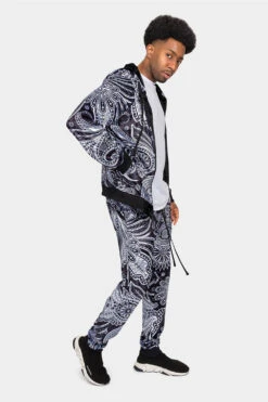 Floral Paisley Velvet Velour Track Suit -Victorious 0003 ST850 BLK 4