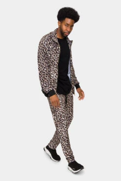 Leopard Velvet Velour Track Suit -Victorious 0003 ST862 BRN 4