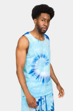 Pastel Contrast Swirl Tie Dye Cotton Tank Top 15 Pastel Contrast Swirl Tie Dye Cotton Tank Top -Victorious 0003 TT88 BLU 4