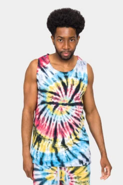 Swirl Tie Dye Cotton Tank Top Shorts Set -Victorious 0004 JS57 TT87 MTI 5