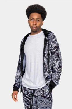Floral Paisley Velvet Velour Track Suit -Victorious 0004 ST850 BLK 5