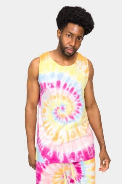 Pastel Contrast Swirl Tie Dye Cotton Tank Top 17 Pastel Contrast Swirl Tie Dye Cotton Tank Top -Victorious 0005 TT88 PST 1