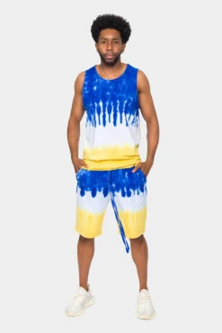 Colorblock Tie Dye Cotton Tank Top Shorts Set -Victorious 0006 JS56 TT86 ROG 1