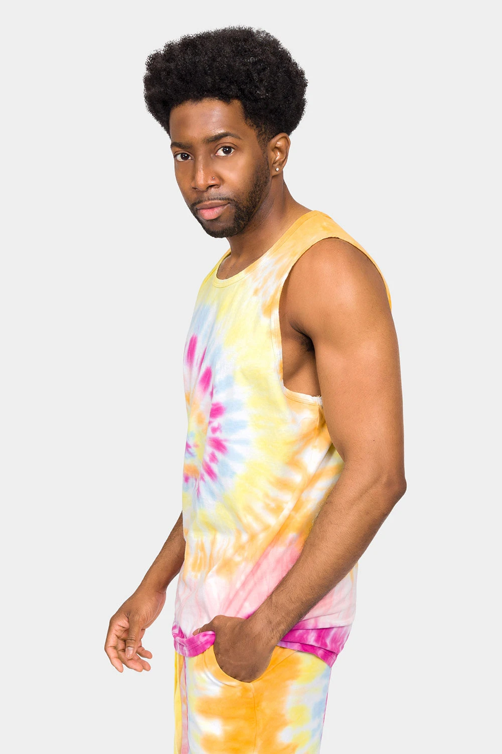 Pastel Contrast Swirl Tie Dye Cotton Tank Top 9 Pastel Contrast Swirl Tie Dye Cotton Tank Top - Image 7