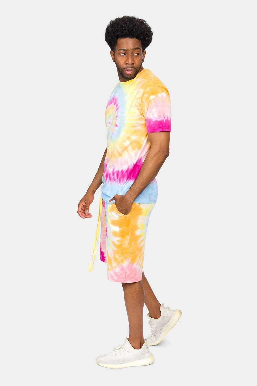 Pastel Contrast Swirl Tie Dye Cotton Shirt Shorts Set 10 Pastel Contrast Swirl Tie Dye Cotton Shirt Shorts Set - Image 8