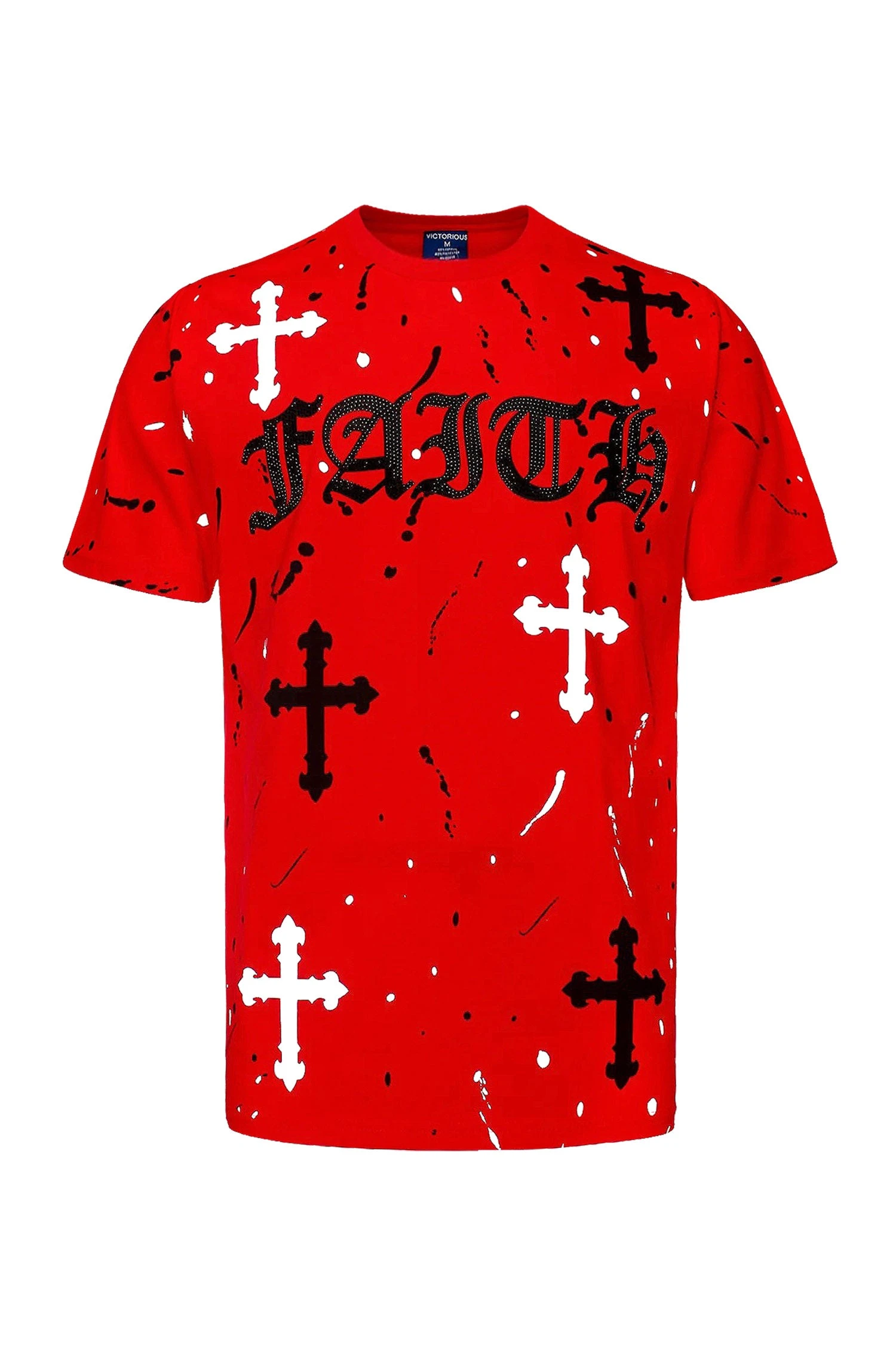 Men's Paint Splatter Faith Rhinestone Graphic T-Shirt 7 Men's Paint Splatter Faith Rhinestone Graphic T-Shirt - Image 5
