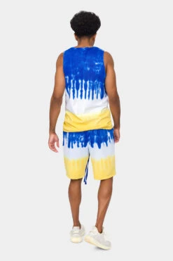 Colorblock Tie Dye Cotton Tank Top Shorts Set -Victorious 0008 JS56 TT86 ROG 3