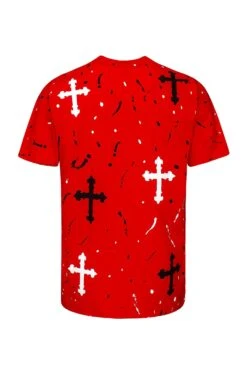 Men's Paint Splatter Faith Rhinestone Graphic T-Shirt 20 Men's Paint Splatter Faith Rhinestone Graphic T-Shirt -Victorious 0008 TS7495 RED 2