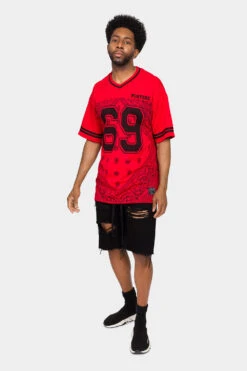 Bandana Paisley 69 Football Jersey -Victorious 0009 FJ69 RED 5
