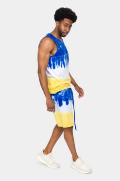 Colorblock Tie Dye Cotton Tank Top Shorts Set -Victorious 0009 JS56 TT86 ROG 4