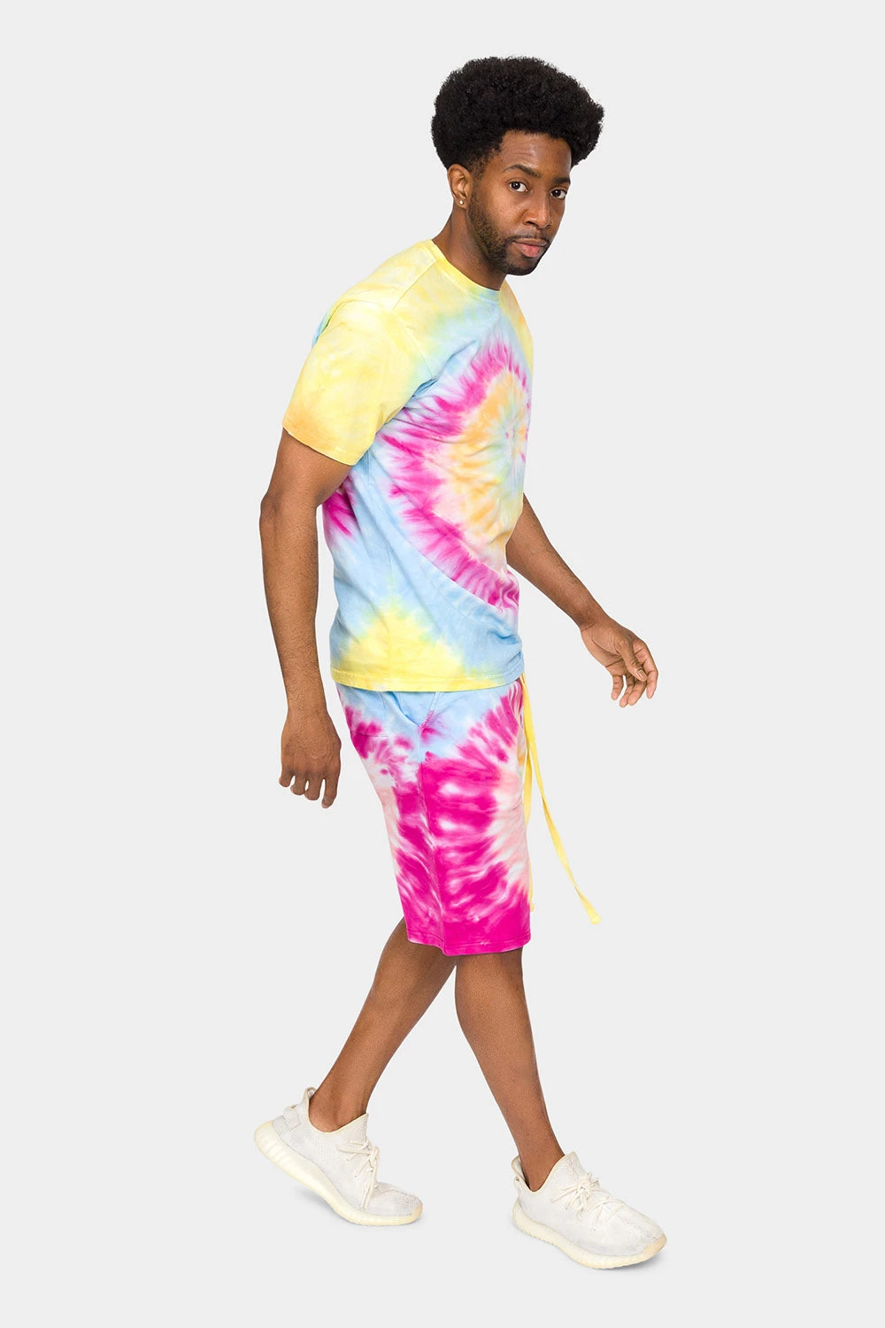 Pastel Contrast Swirl Tie Dye Cotton Shirt Shorts Set 12 Pastel Contrast Swirl Tie Dye Cotton Shirt Shorts Set - Image 10