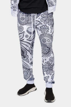 Floral Paisley Velvet Velour Track Suit -Victorious 0011 ST850 WHT 6