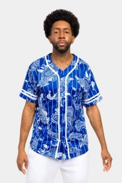 Essential Pinstripe Bandana Paisley Baseball Jersey -Victorious BJ51 RBL 1