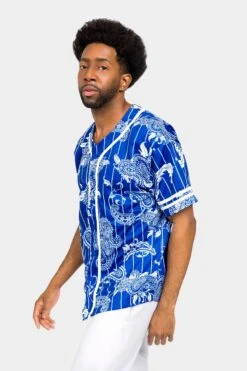 Essential Pinstripe Bandana Paisley Baseball Jersey -Victorious BJ51 RBL 2