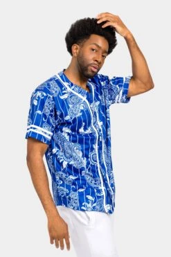 Essential Pinstripe Bandana Paisley Baseball Jersey -Victorious BJ51 RBL 4