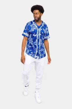 Essential Pinstripe Bandana Paisley Baseball Jersey -Victorious BJ51 RBL 5