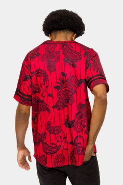 Essential Pinstripe Bandana Paisley Baseball Jersey -Victorious BJ51 RED 3