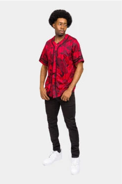 Essential Pinstripe Bandana Paisley Baseball Jersey -Victorious BJ51 RED 5