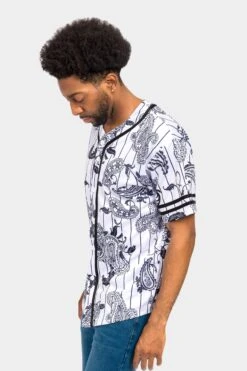 Essential Pinstripe Bandana Paisley Baseball Jersey -Victorious BJ51 WHT 2