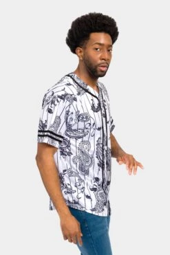 Essential Pinstripe Bandana Paisley Baseball Jersey -Victorious BJ51 WHT 4