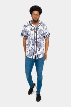 Essential Pinstripe Bandana Paisley Baseball Jersey -Victorious BJ51 WHT 5