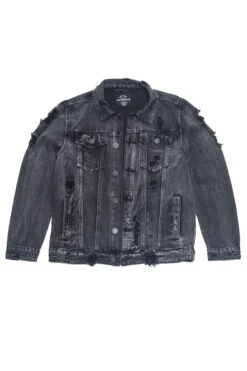Distressed Faded Denim Jacket -Victorious DK100 BLK 6