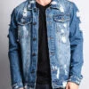 Distressed Faded Denim Jacket -Victorious DK100 IND 1
