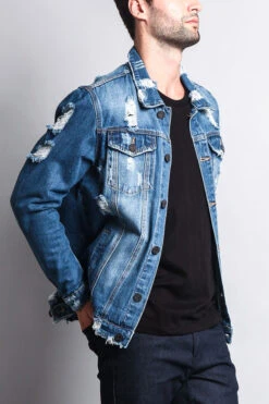 Distressed Faded Denim Jacket -Victorious DK100 IND 4
