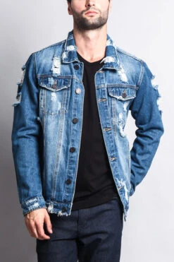 Distressed Faded Denim Jacket -Victorious DK100 IND 5