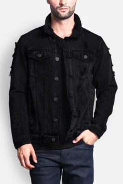 Distressed Faded Denim Jacket -Victorious DK100 JBK 1
