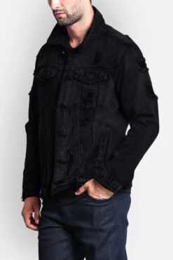 Distressed Faded Denim Jacket -Victorious DK100 JBK 2