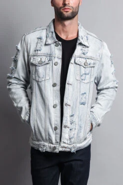 Distressed Faded Denim Jacket -Victorious DK100 LTI 5