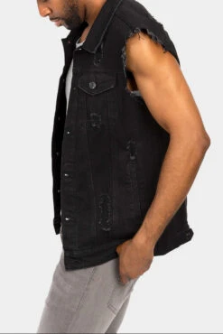 Essential Distressed Denim Vest -Victorious DK101 JBK 2