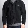 Men's Basic Ripped Jean Jacket -Victorious DK102 BLK 1