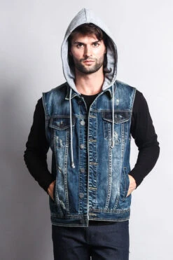 Detachable Hood Denim Vest -Victorious DK108 DKI 5
