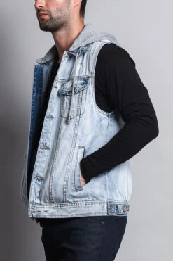 Detachable Hood Denim Vest -Victorious DK108 ICE 2
