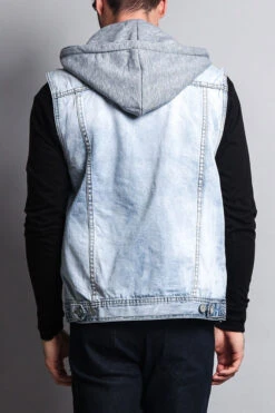 Detachable Hood Denim Vest -Victorious DK108 ICE 3