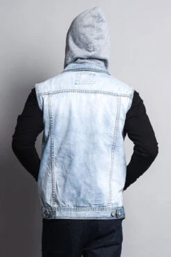 Detachable Hood Denim Vest -Victorious DK108 ICE 7