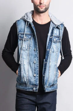 Detachable Hood Denim Vest -Victorious DK108 IND 1