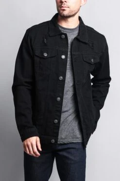 Premium Distressed Denim Jacket -Victorious DK125 BLK 5