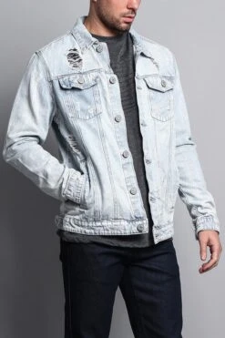 Premium Distressed Denim Jacket -Victorious DK125 LTI 4