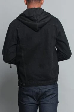 Hooded Denim Jacket -Victorious DK135 BLK 3