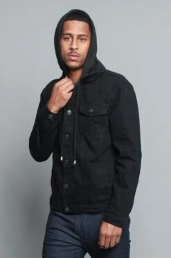 Hooded Denim Jacket -Victorious DK135 BLK 6