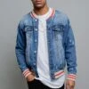 Striped Rib Denim Jacket -Victorious DK145 IND 1